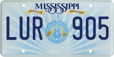 MS license plate LUR905