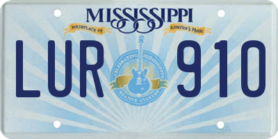 MS license plate LUR910