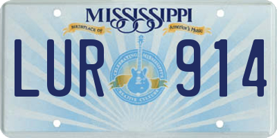 MS license plate LUR914