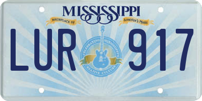 MS license plate LUR917