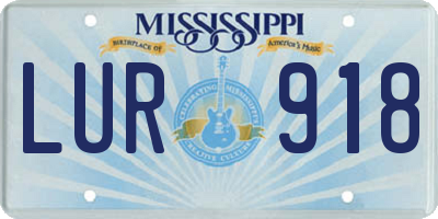 MS license plate LUR918