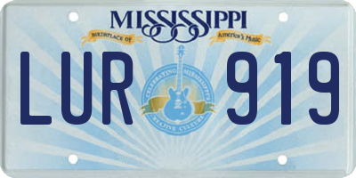 MS license plate LUR919