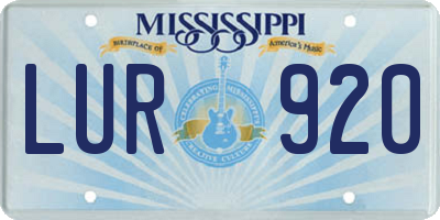 MS license plate LUR920