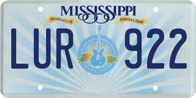 MS license plate LUR922