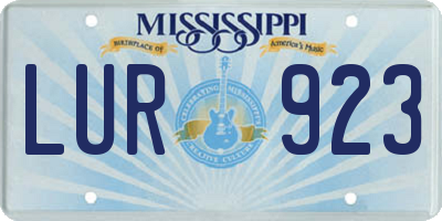 MS license plate LUR923