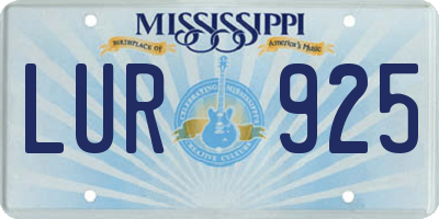 MS license plate LUR925
