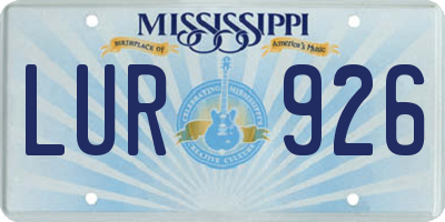 MS license plate LUR926