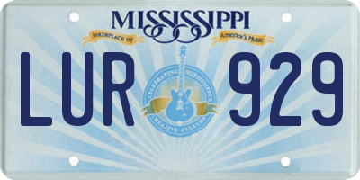 MS license plate LUR929