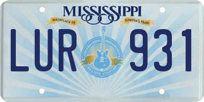 MS license plate LUR931