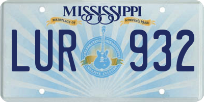 MS license plate LUR932