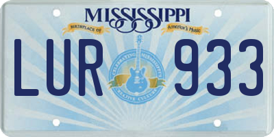 MS license plate LUR933