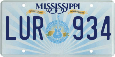 MS license plate LUR934