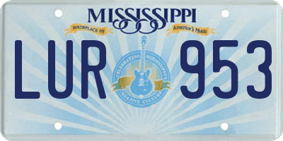 MS license plate LUR953