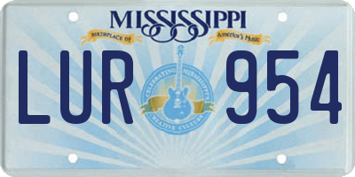 MS license plate LUR954