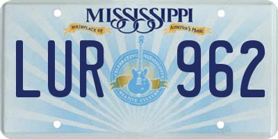 MS license plate LUR962