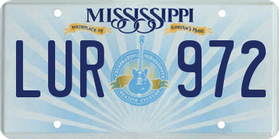 MS license plate LUR972