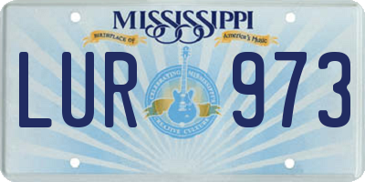 MS license plate LUR973