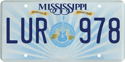 MS license plate LUR978