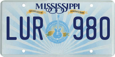 MS license plate LUR980