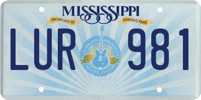 MS license plate LUR981