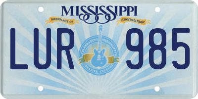 MS license plate LUR985