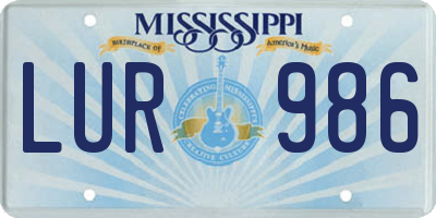 MS license plate LUR986