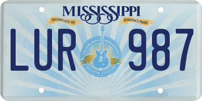 MS license plate LUR987