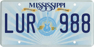 MS license plate LUR988