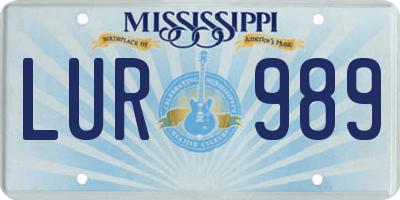 MS license plate LUR989