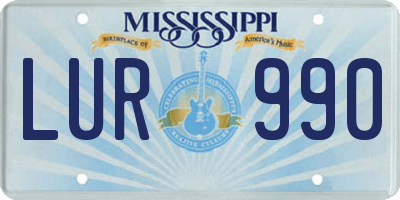 MS license plate LUR990
