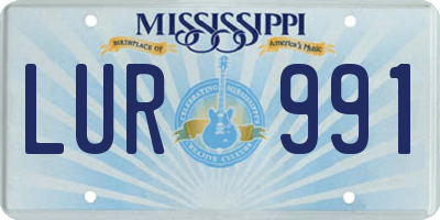 MS license plate LUR991