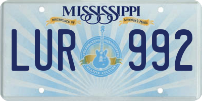 MS license plate LUR992