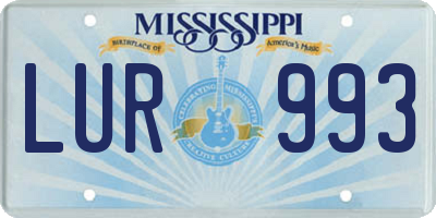 MS license plate LUR993