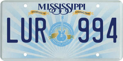 MS license plate LUR994