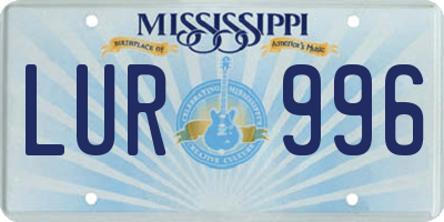MS license plate LUR996