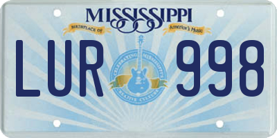 MS license plate LUR998