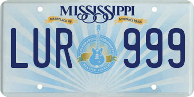 MS license plate LUR999