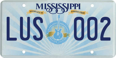 MS license plate LUS002