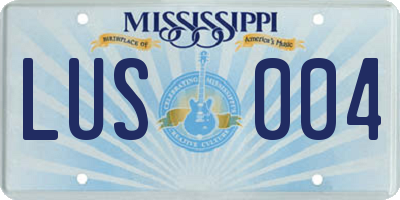 MS license plate LUS004