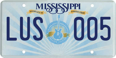 MS license plate LUS005