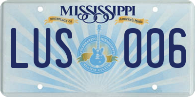 MS license plate LUS006