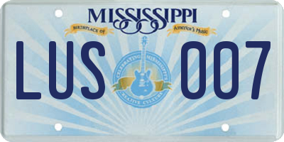 MS license plate LUS007