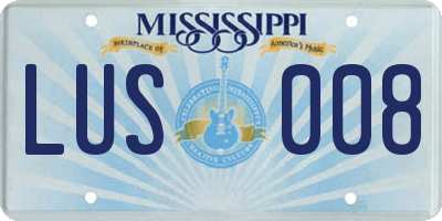 MS license plate LUS008
