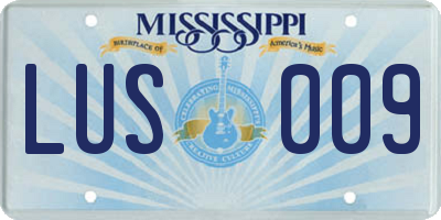 MS license plate LUS009