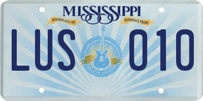 MS license plate LUS010