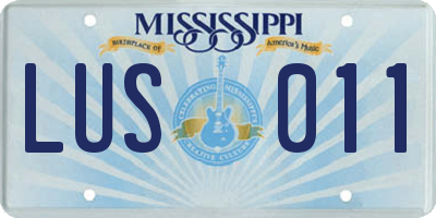 MS license plate LUS011