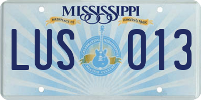 MS license plate LUS013