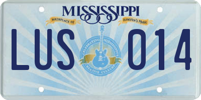 MS license plate LUS014