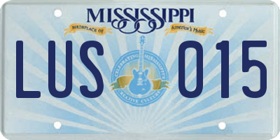 MS license plate LUS015