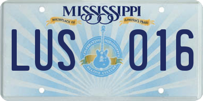 MS license plate LUS016